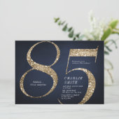 Moderner Minimalistischer Marinegoldgold Glitzer 8 Einladung (Stehend Vorderseite)