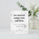 Moderner Minimalistischer Marmor, den wir in Beweg Ankündigungspostkarte (Stehend Vorderseite)