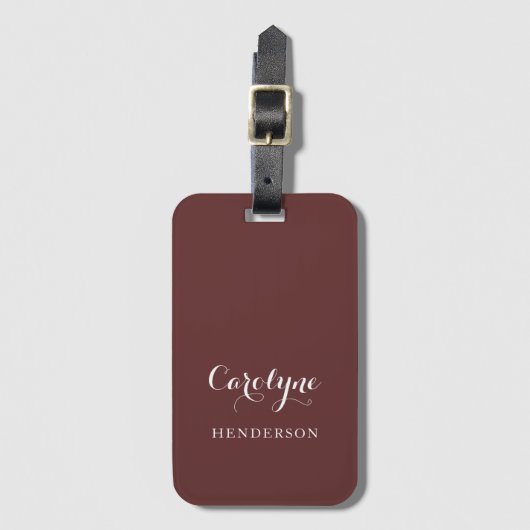 Moderner Minimalistischer Maroon Gepäckanhänger (Vorderseite Vertikal)