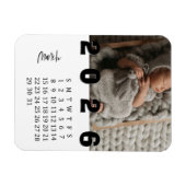 Moderner Minimalistischer März 2026 Foto-Kalender Magnet (Horizontal)