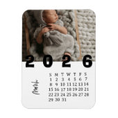 Moderner Minimalistischer März 2026 Foto-Kalender Magnet (Vertikal)