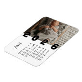 Moderner Minimalistischer März 2026 Foto-Kalender Magnet (Linke Seite)