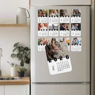 Moderner minimalistischer März 2026 Fotokalender Magnet