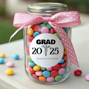 Moderner Minimalistischer Med School Abschluss Runder Aufkleber