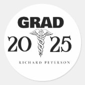 Moderner Minimalistischer Med School Abschluss Runder Aufkleber (Vorderseite)