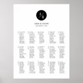 Moderner Minimalistischer Mongram-Hochzeitplan Poster (Vorne)