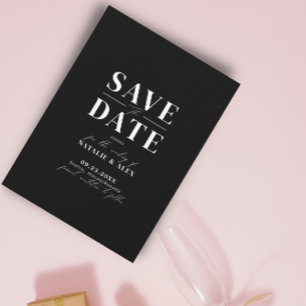 Moderner Minimalistischer Monogram-Black-Website-Q Save The Date