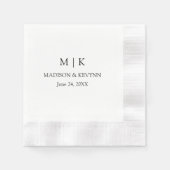Moderner Minimalistischer Monogram Hochzeitcocktai Serviette (Vorderseite)