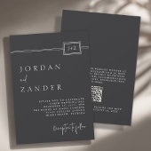 Moderner Minimalistischer Monogram-Hochzeitcode QR Einladung
