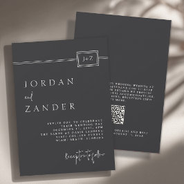 Moderner Minimalistischer Monogram-Hochzeitcode QR Einladung