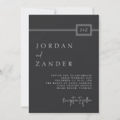 Moderner Minimalistischer Monogram-Hochzeitcode QR Einladung (Vorderseite)