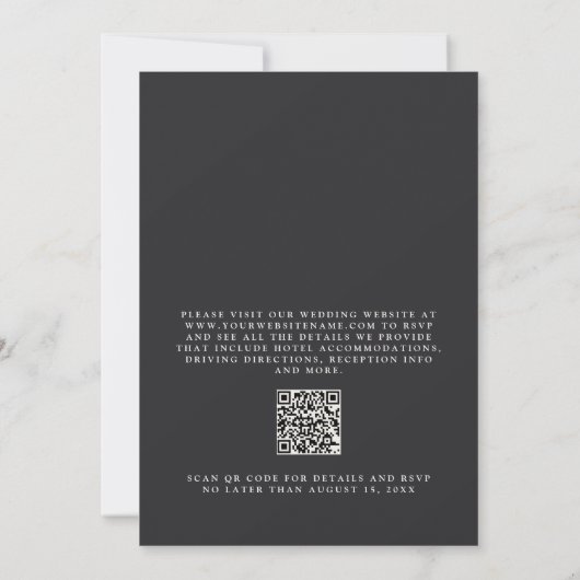 Moderner Minimalistischer Monogram-Hochzeitcode QR Einladung (Rückseite)