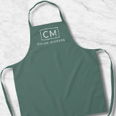 Moderner Minimalistischer Monogram Name Stilgrün Schürze