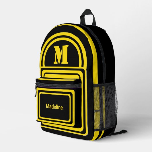 Moderner Minimalistischer Monogramm-Anfangsname Bedruckter Rucksack (Rückseitige Ecke Rechts)