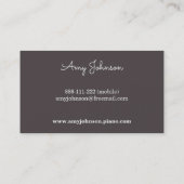 Moderner Minimalistischer Musik-Klavier-Lehrer Visitenkarte (Rückseite)