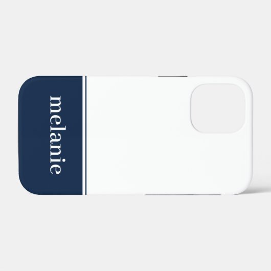 Moderner Minimalistischer Name iPhone Case | Navy  (Rückseite (Horizontal))