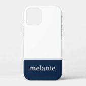Moderner Minimalistischer Name iPhone Case | Navy  (Rückseite)