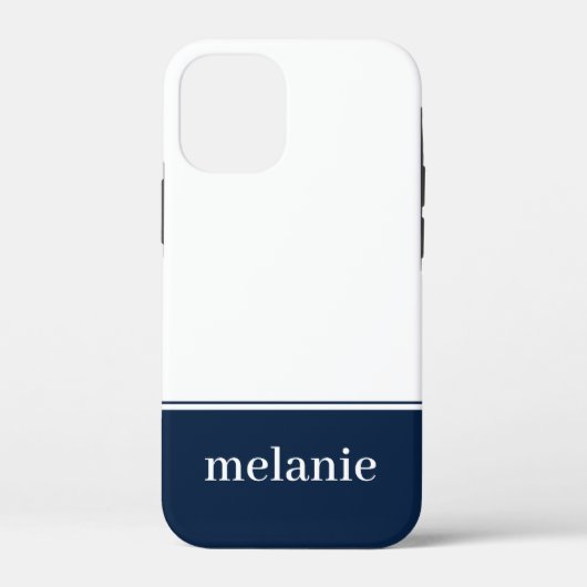 Moderner Minimalistischer Name iPhone Case | Navy  (Rückseite)