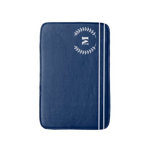 Moderner Minimalistischer Navy Blauer Mit Monogram Badematte (Vorderseite Vertikal)