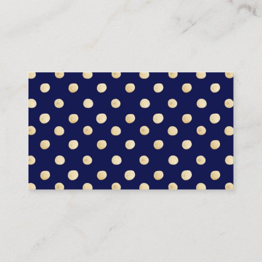 Moderner Minimalistischer Navy Blue & Gold Polka D Visitenkarte (Rückseite)