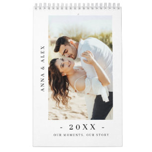 Moderner minimalistischer Neuer-Paar-Fotokalender Kalender