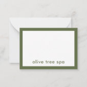 Moderner Minimalistischer Olive Green Wellness-Cen Mitteilungskarte (Rückseite)