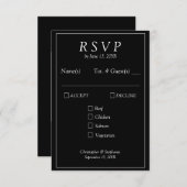Moderner Minimalistischer One Foto Black Newspapie RSVP Karte (Vorne/Hinten)