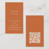 Moderner Minimalistischer orangefarbener QR-Code Visitenkarte (Vorne/Hinten)