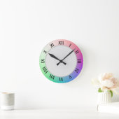 Moderner, Minimalistischer Pastell-Regenbogen Runde Wanduhr (Zuhause)