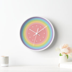 Moderner Minimalistischer Pastell-Regenbogen Uhr