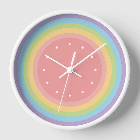 Moderner Minimalistischer Pastell-Regenbogen Uhr (Vorderseite)