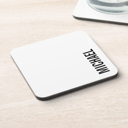 Moderner Minimalistischer Personalisierter Name Getränkeuntersetzer (Linke Seite)