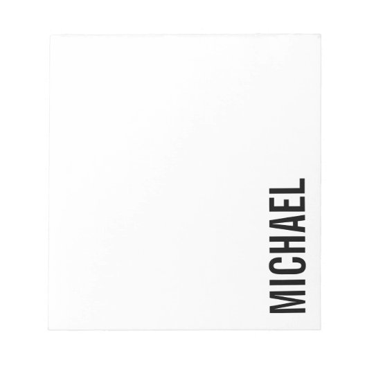 Moderner Minimalistischer Personalisierter Name Notizblock (Vorderseite)