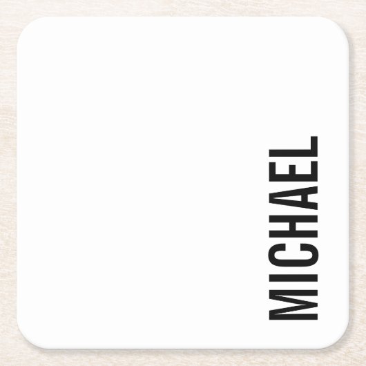 Moderner Minimalistischer Personalisierter Name Rechteckiger Pappuntersetzer (Vorderseite)
