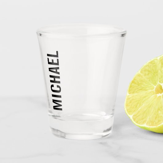 Moderner Minimalistischer Personalisierter Name Schnapsglas (Rechts)