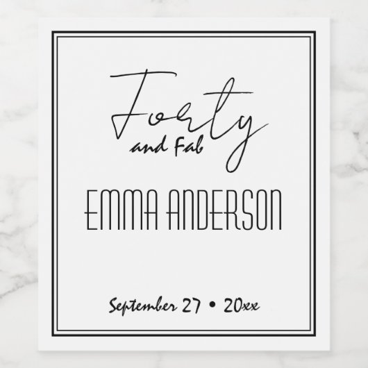 Moderner minimalistischer Personalisierter Text Sh Weinetikett (Einzelnes Label)