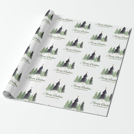 Moderner Minimalistischer Pine Tree Personalisiert Geschenkpapier (Ungerollt)