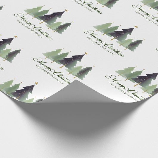 Moderner Minimalistischer Pine Tree Personalisiert Geschenkpapier (Ecke)