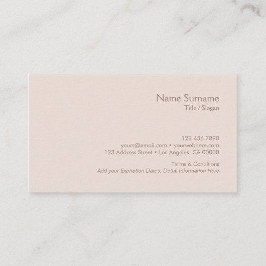 Moderner Minimalistischer Plantypo-warme Visitenkarte (Rückseite)