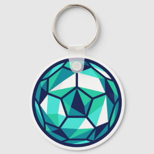 Moderner minimalistischer polygonaler Fußball Schlüsselanhänger