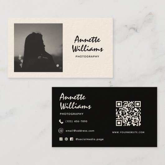 Moderner minimalistischer professioneller Fotograf Visitenkarte (Vorne/Hinten)