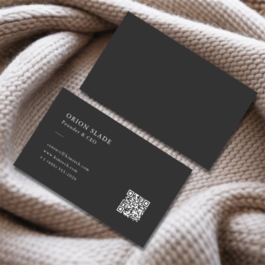 Moderner Minimalistischer QR-Code Beruflich dunkel Visitenkarte