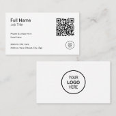 Moderner Minimalistischer QR-Code Beruflich Schwar Visitenkarte (Vorne/Hinten)