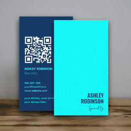 Moderner Minimalistischer QR-Code Cyan Blue berufl Visitenkarte