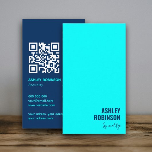 Moderner Minimalistischer QR-Code Cyan Blue berufl Visitenkarte