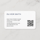 Moderner Minimalistischer QR-Code Deep Blue Visitenkarte (Rückseite)