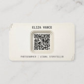 Moderner Minimalistischer QR-Code-Fotograf Visitenkarte (Vorderseite)