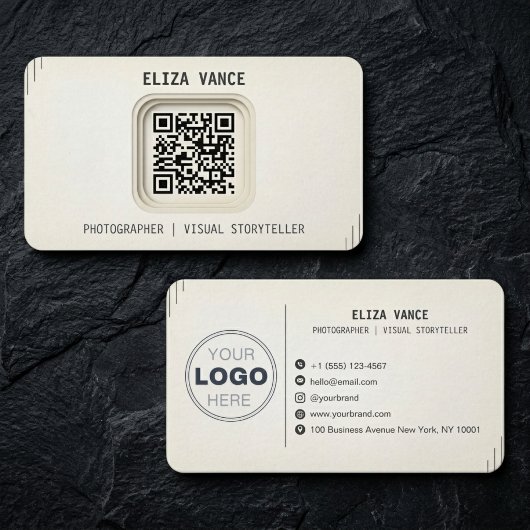Moderner Minimalistischer QR-Code-Fotograf Visitenkarte