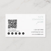 Moderner Minimalistischer QR-Code für Fotos Visitenkarte (Rückseite)