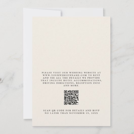 Moderner Minimalistischer QR-Code für Hochzeiten i Einladung (Rückseite)